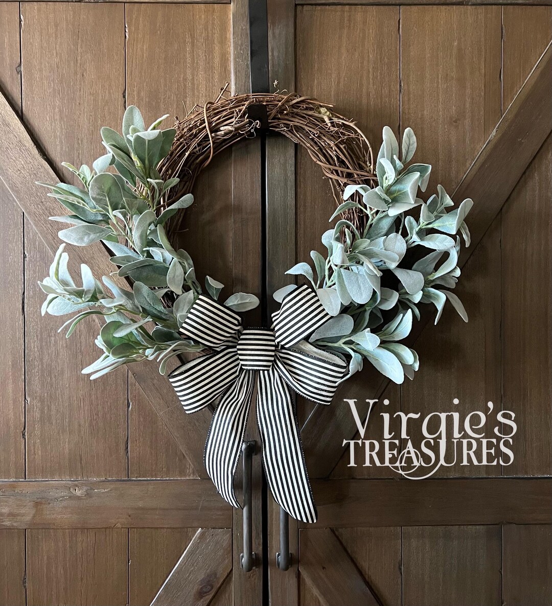 Lambs Ear Wreath, Front Door Wreath, Year Round Wreath, Spring Wreath ...