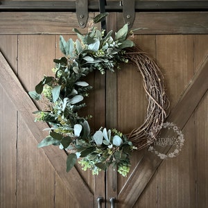 Eucalyptus and Lambs Ear Wreath, Front Door Wreath, Spring Wreath, Summer Wreath, Everyday Wreath, Farmhouse Wreath, Greenery Wreath