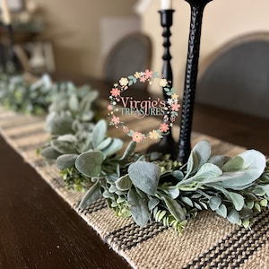 Greenery Farmhouse Garland, Eucalyptus and Lambs ear Garland, Farmhouse Garland, Greenery Centerpiece, Table top decor, Mantel Garland, 6 Ft