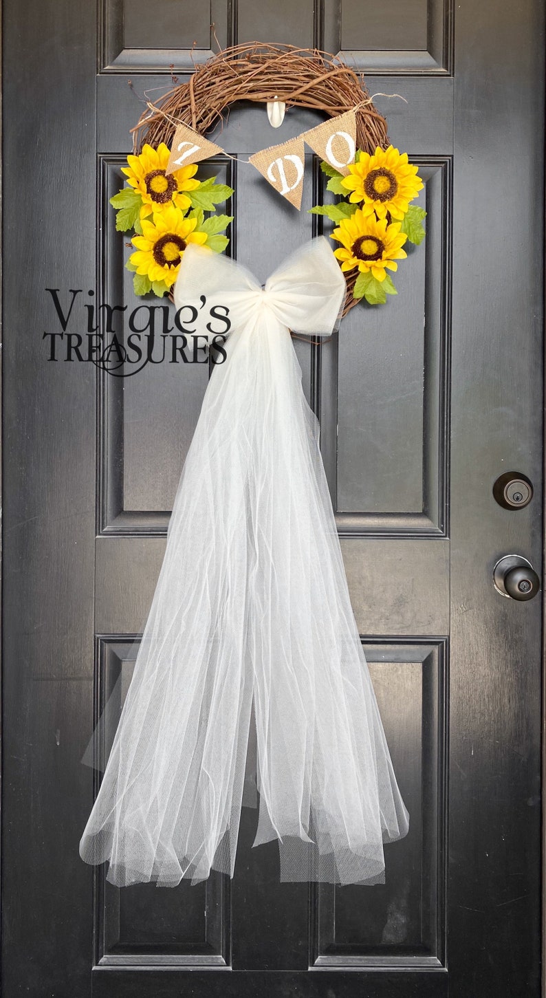Bridal Shower Veil Wreath Wedding Shower Wreath Sunflower Etsy