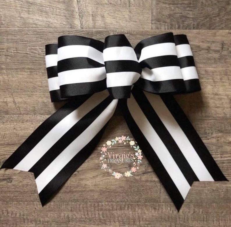 Black and White Striped Bow Striped Wire Bow Spring Bow - Etsy