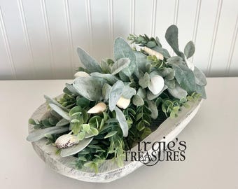 Coastal Greenery Decor / Beach Decor / Seashell Decor / Beach Dough Bowl Filler / Beach House Decor / Beach Theme Garland / Coastal Garland