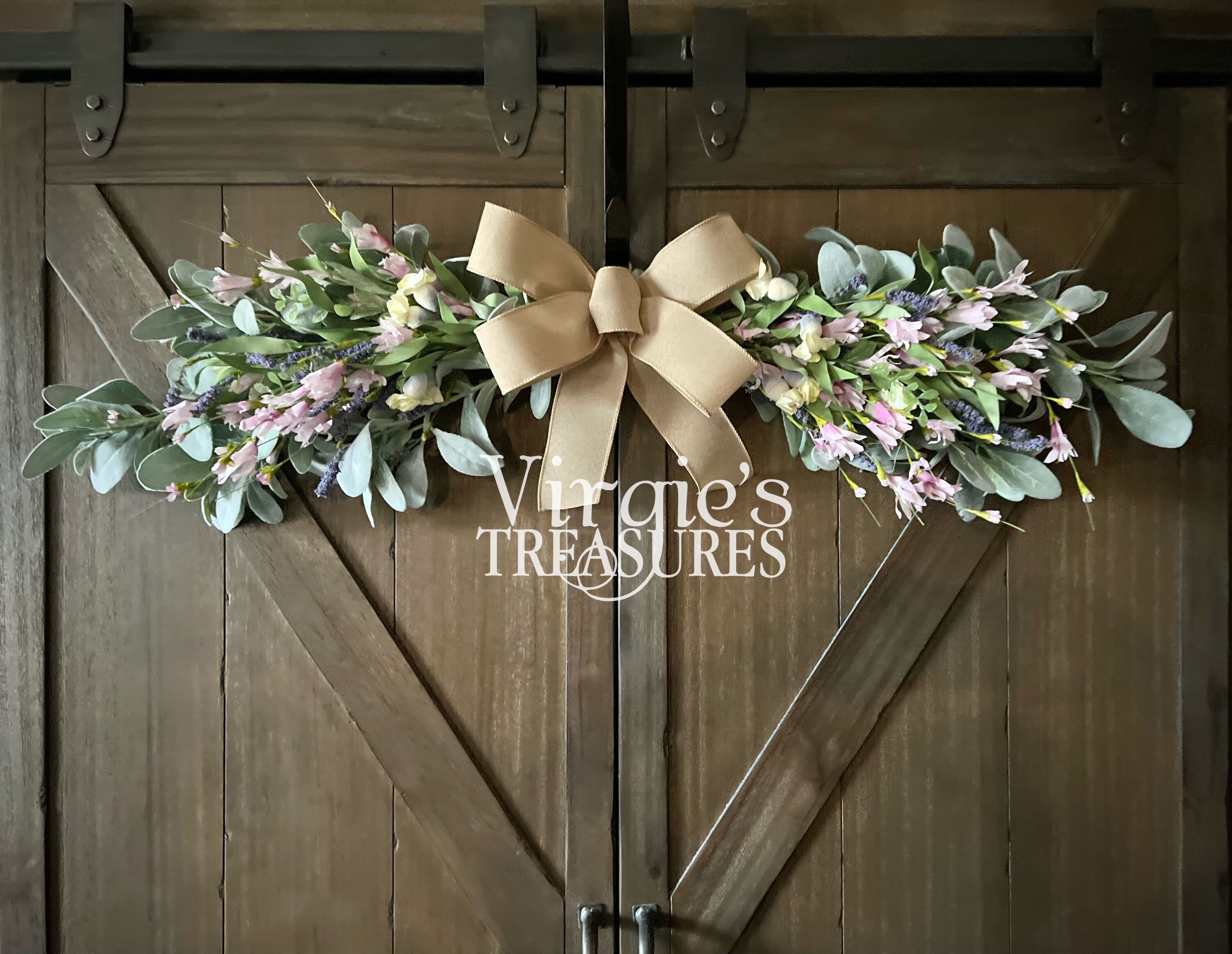 Purple Blossom and Berry XL Swag, 40” Greenery Swag, Spring Swag