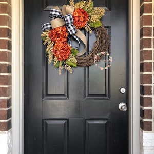 Fall Hydrangea Wreath, Hydrangea Wreath, Fall Wreath for Front Door ...