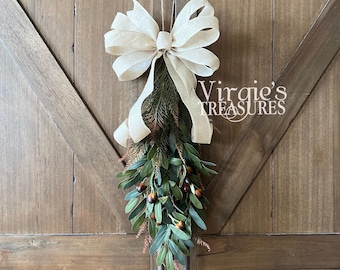 Olive Branch Swag, Olive Leaf Wall Swag, Farmhouse Mini Swag, Everyday Swag, Wall Accent, Window Decor, Cabinet Decor, Kitchen Decor