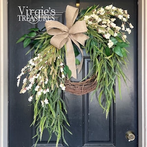 Fall Wildflower Wreath / Saw Grass Wreath / Greenery Wreath / Fall Wreath / Autumn Wreath / Front Door Wreath