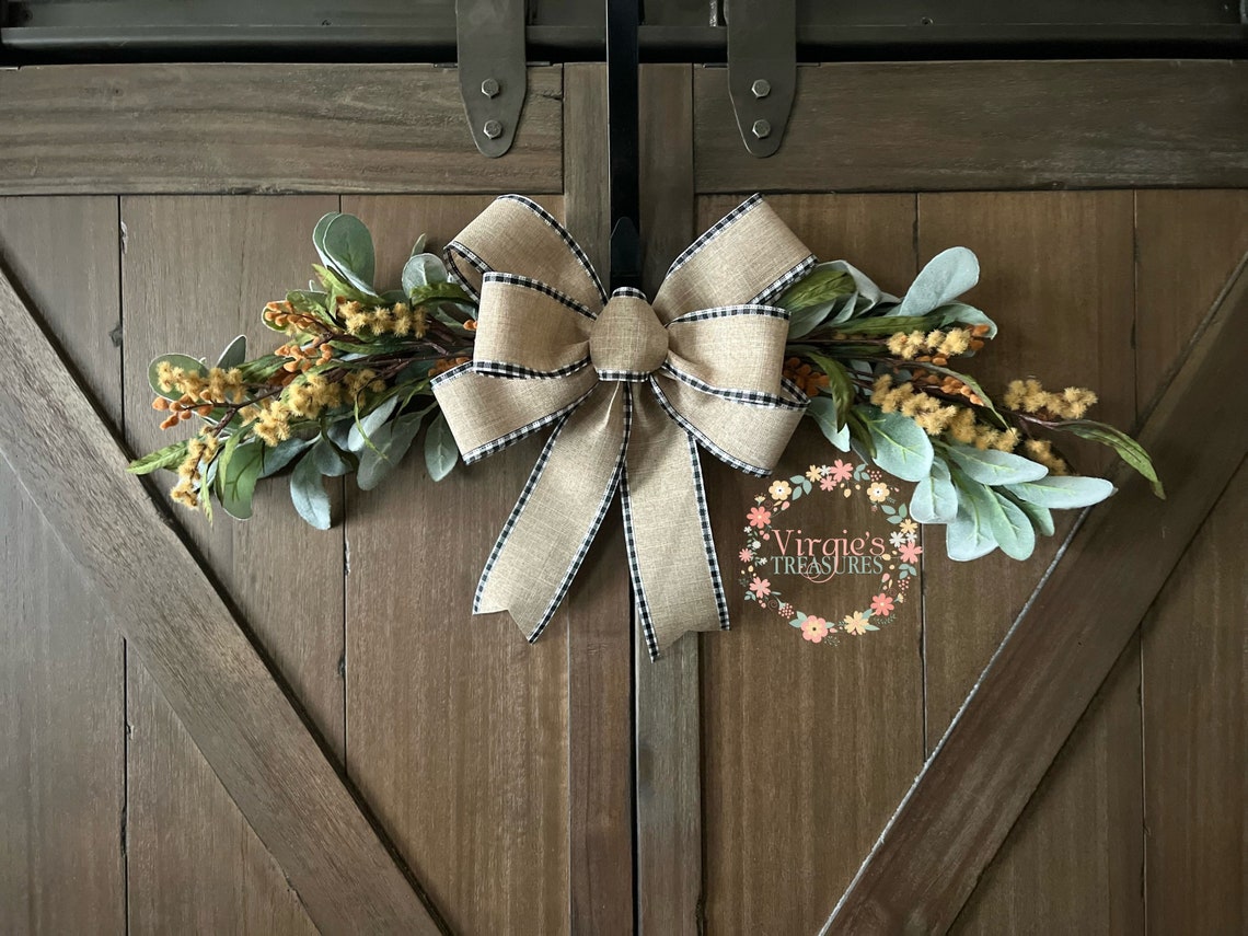 Lambs Ear Swag Door Swag Wall Swag Farmhouse Swag Mimosa Etsy