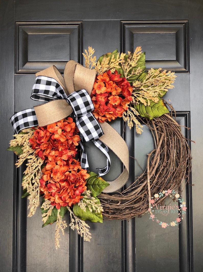 Fall Hydrangea Door Wreath Fall Hydrangea Wreath Fall Wreath