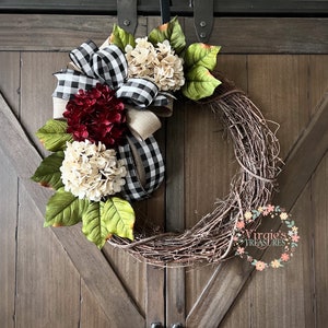 Hydrangea Wreath, Beautiful Hydrangea Wreath, Front Door Wreath, Fall Wreath, Everyday Wreath, Year Round Wreath, Housewarming