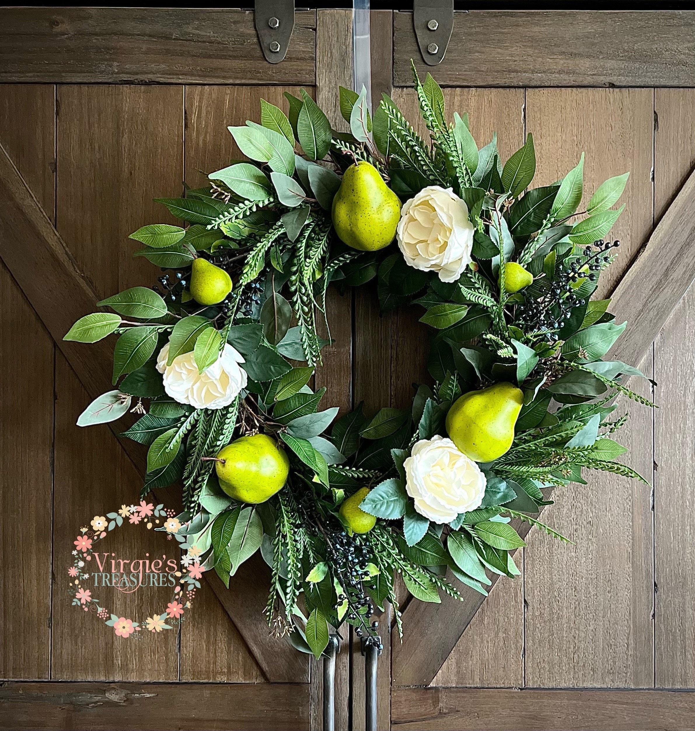 Pear & Berry Wreath / Summer Wreath / Greenery Fruit Wreath