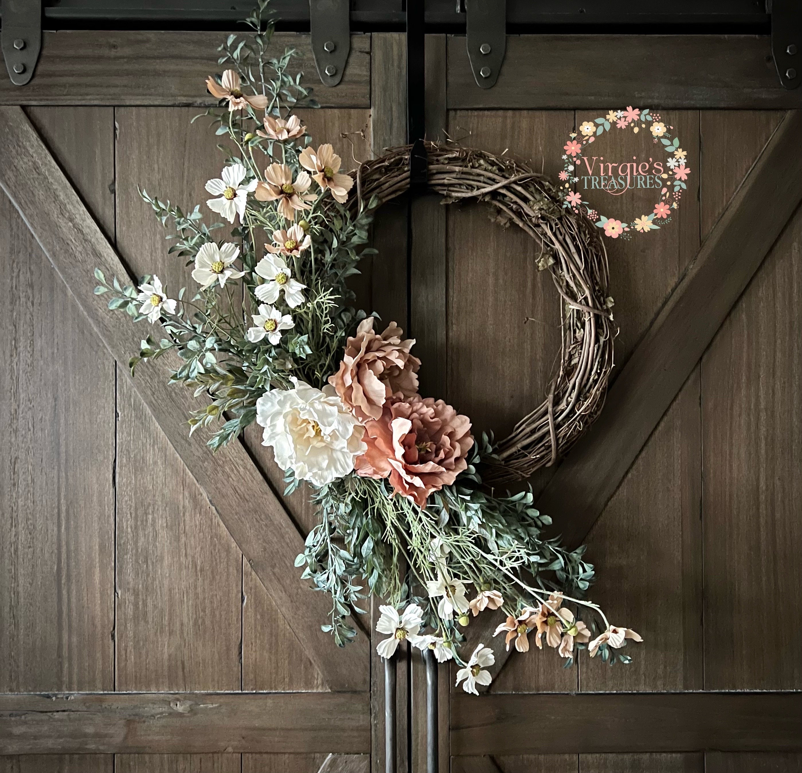 Spring Wreath-front Door Wreath-peony Wreath-summer Wreath-spring