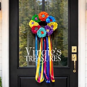 Plastic Flower Fiesta Wreath | Fiesta Wreath | Fiesta Party Decor