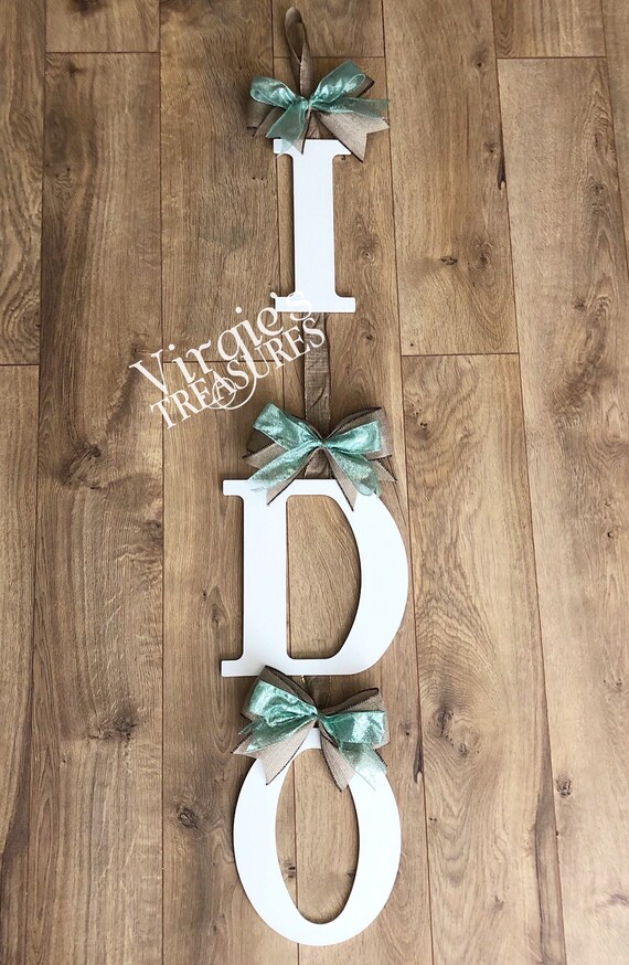I Do Bridal Shower Door Decoration Hanger Wedding Keepsake Bride Groom Photo Prop Decor Mint Bows