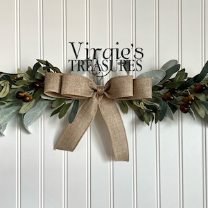 Olive Leaf Swag, Olive Leaf & Lambs Ear Swag, Farmhouse Swag, Everyday Swag, Slim Wall Accent, 18” Window Decor, Mirror Swag