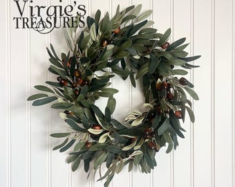 Mini Farmhouse Wreath  / Mini Olive Leaf Wreath / Candle Wreath Ring / Candleholder Wreath / Tabletop Wreath / Greenery Wreath