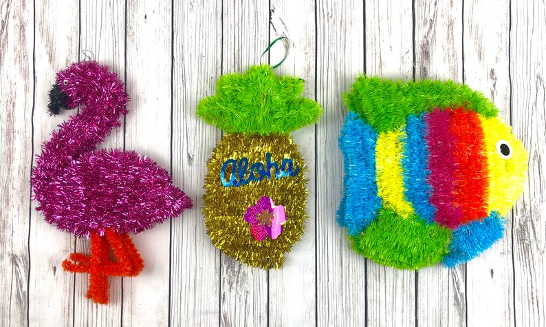 Luau Decorations 11 Piece Tinsel Summer Wall Decor Flamingo