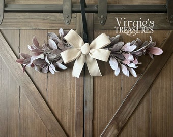 Lambs Ear Swag, Door Swag, Wall Swag, Farmhouse Swag, Door Accent, Door Hanger Swag, Burgundy Lambs Ear Swag, Window Swag, Greenery Swag 30”