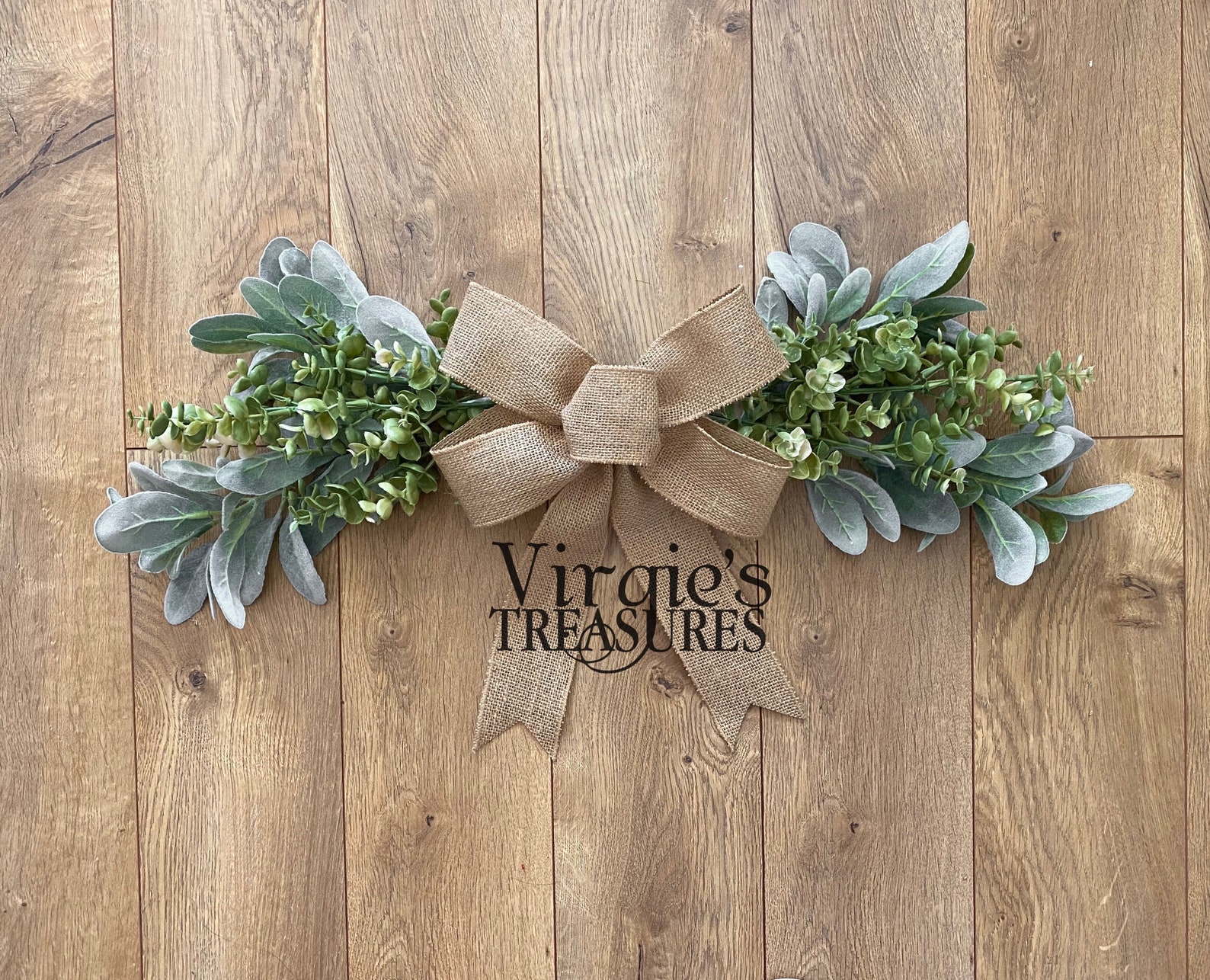Faux Greenery Swag, Door Swag, Wall Swag, Farmhouse Swag, Lambs Ear