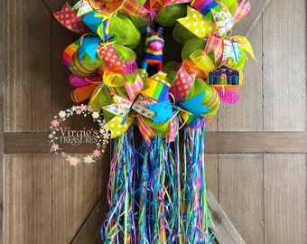 Fiesta Wreath. Fiesta San Antonio Wreath-Viva Fiesta Wreath, Cinco De Mayo Wreath, Lime Green Fiesta Wreath, Fiesta Decor