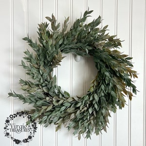 Ruscus Wreath, Greenery Wreath, Year Round Wreath, Spring Wreath, Summer Wreath, Farmhouse Wreath, Front Door Wreath, Everyday Wreath