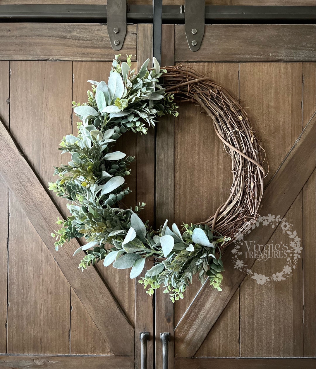 Eucalyptus and Lambs Ear Wreath | Front Door Wreath | Spring Wreath ...