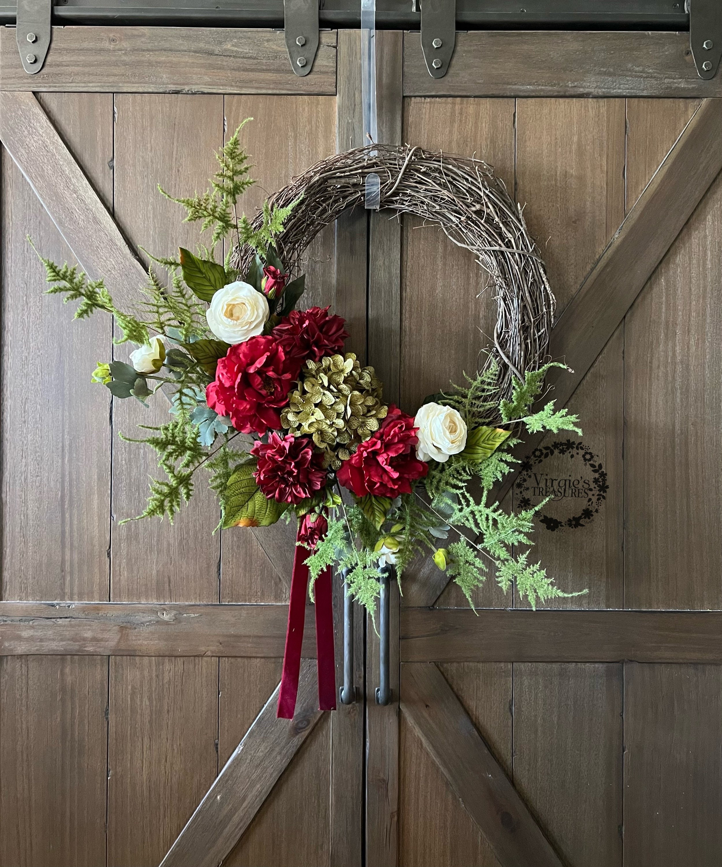 South Texas Home Decor - Wreaths Farmhouse MINI Wreath for Front Door Green  Wreath with Bow Faux