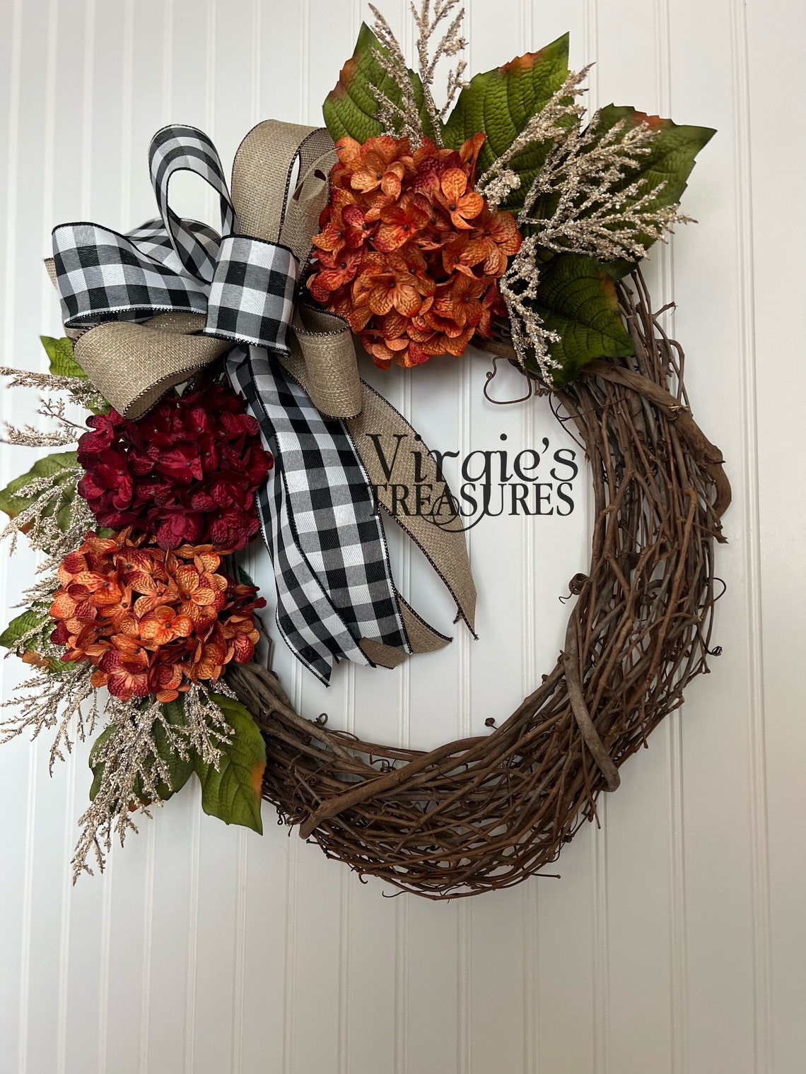 Fall Hydrangea Wreath Hydrangea Wreath Fall Wreath Front Etsy