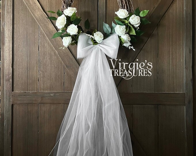 Bridal Shower Wreath White Rose Wreath Wedding Shower Etsy