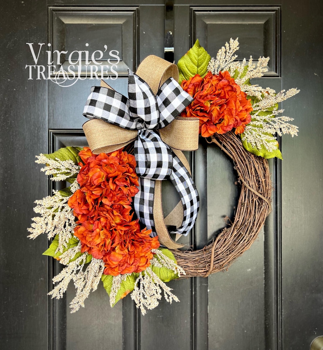 Fall Hydrangea Wreath, Hydrangea Wreath, Fall Wreath for Front Door ...