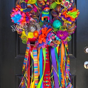 Fiesta Wreath, Fiesta Deco Wreath, Front Door Wreath, Fiesta Wreath, Viva Fiesta Wreath, Cinco De Mayo Wreath, Fiesta Theme Party Decor
