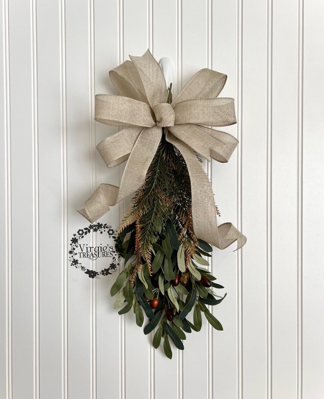 Olive Branch Swag, Olive Leaf Wall Swag, Farmhouse Mini Swag, Everyday