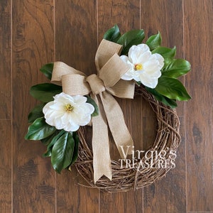 Magnolia Wreath,  Magnolia Leaf Wreath, Magnolia Grapevine Wreath, Farmhouse Wreath, Front Door Wreath, Everyday Wreath, Housewarming