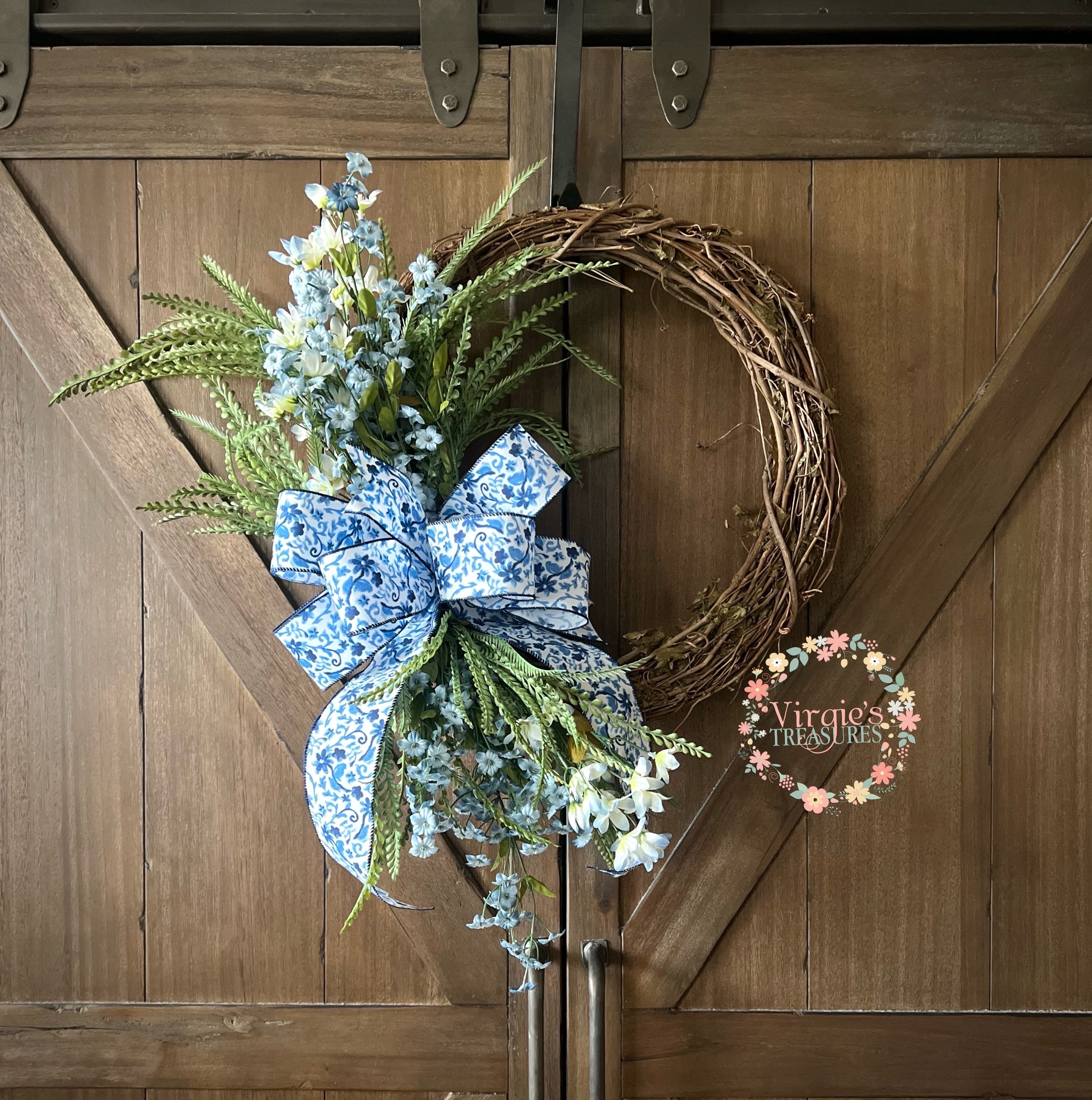 Artificial Lavender Wreath - 18x18 Inch Spring Summer Door Decoration, Plastic, For Front Door, Wall, Wedding - View #8