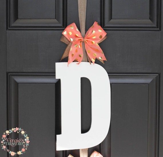 I Do Door Hanger Wedding Shower Sign Bridal Decor White Letters Peach C Bows