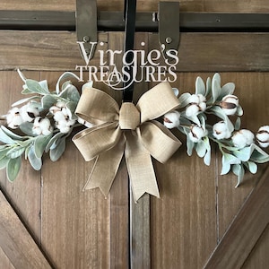 Lambs Ear & Cotton Stem Swag, Door Swag, Wall Swag, Farmhouse Swag, Lambs Ear Swag, Door Accent, Door Hanger Swag