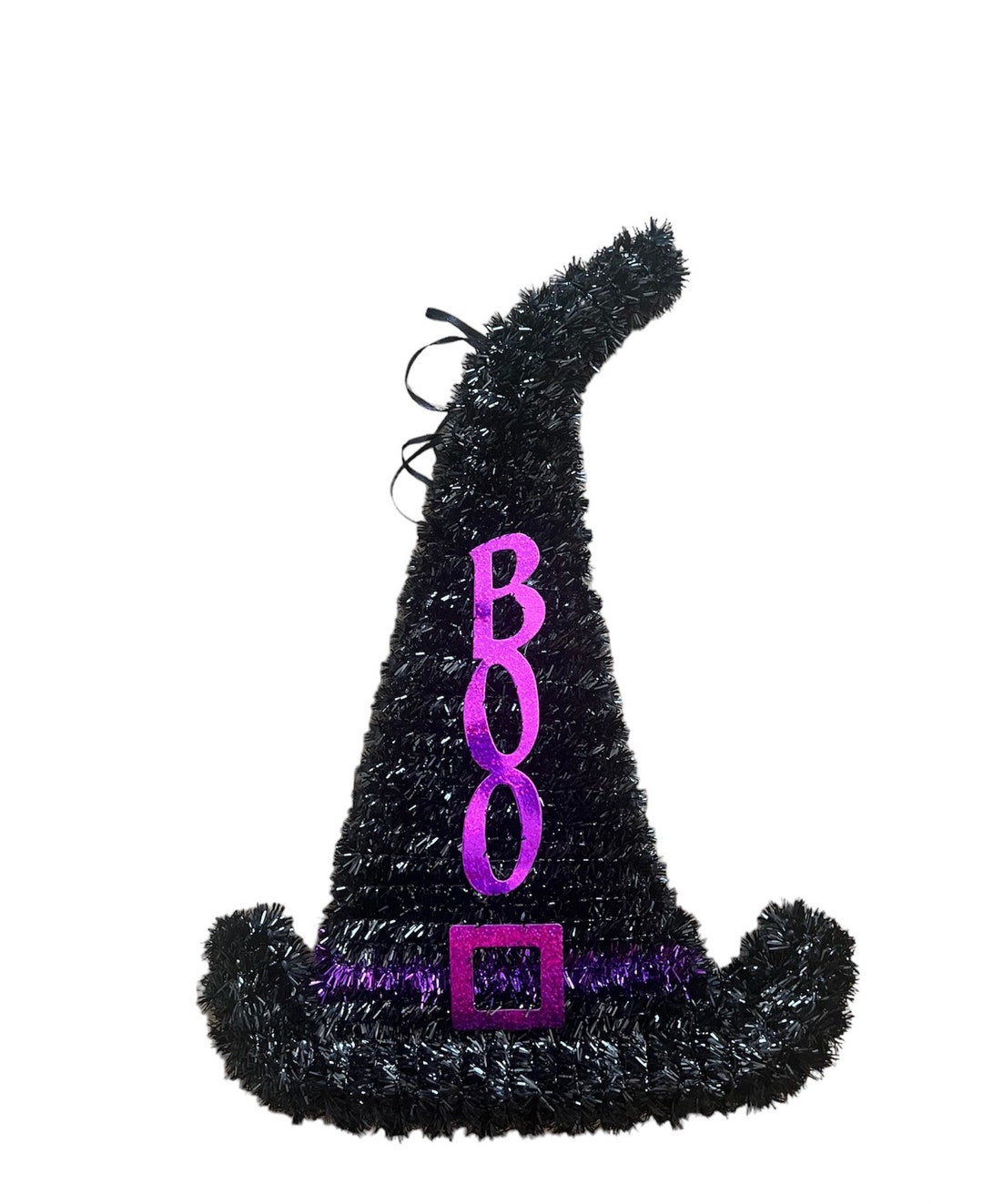 4 Witch Hat Tinsel Halloween Decor, Halloween Sign, Halloween Wall Decoration, Witch Sign
