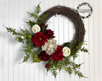 Christmas Wreath for Door Wreath, Christmas Wreath, Winter Wreath, Holiday Floral Wreath, Designer Floral Wreath, Front Door Wreath