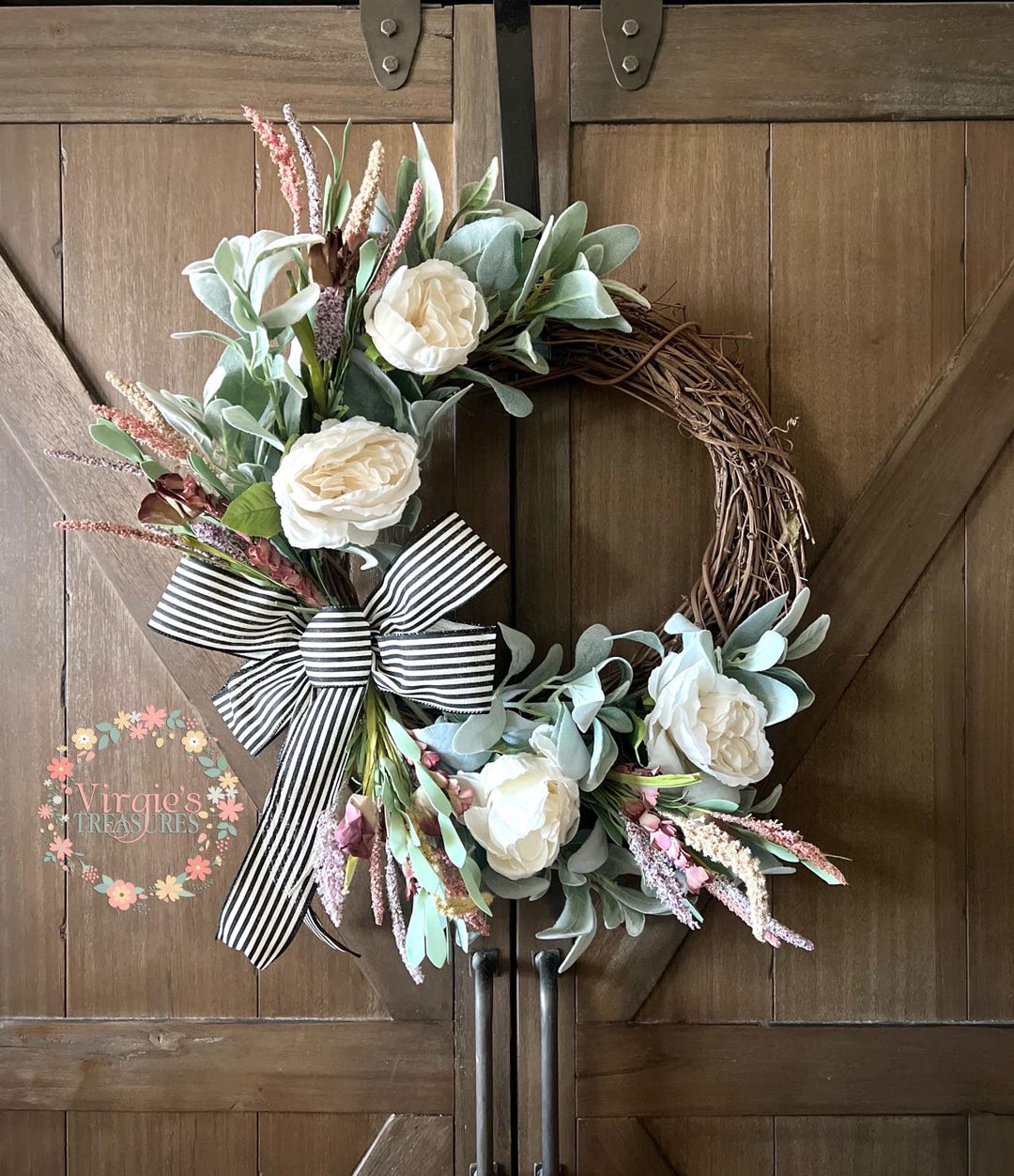 Lamb’s Ear Wreath, Front Door Wreath, Year Round Wreath, Spring Wreath ...