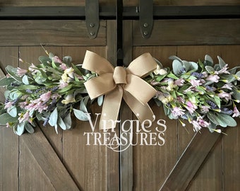 Purple Blossom and Berry XL Swag, 40” Greenery Swag, Spring Swag