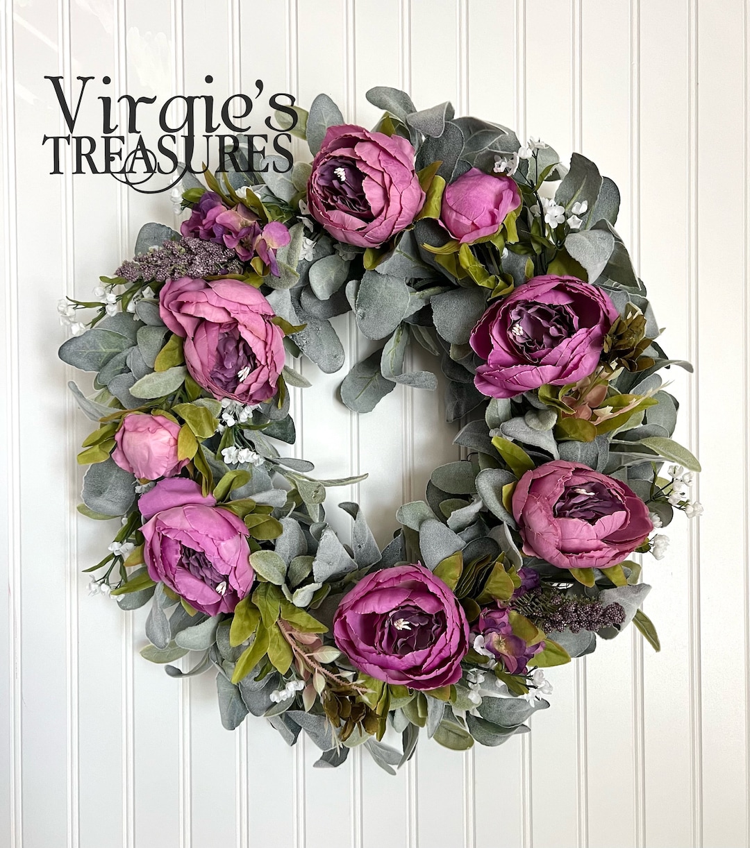 Peony Wreath, Lamb’s Ear Wreath, Front Door Wreath, Spring Wreath ...