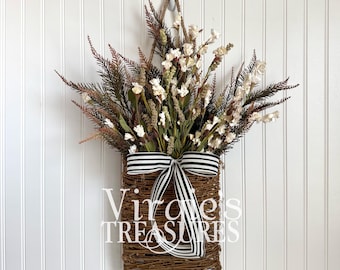 Fall Door Basket Wreath, Hanging Basket, Floral Arrangement Basket, Front Door Hanging Basket Wreath, Fall Wall Decor, Autumn Decor