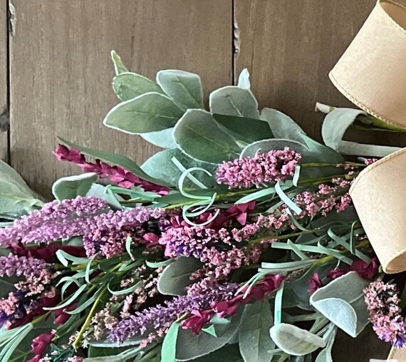Purple Lavender Swag, Spring Door Swag, Wall Swag, Farmhouse Swag