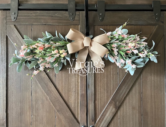 Pink Blossom and Berry XL Swag, 40” Greenery Swag, Spring Swag