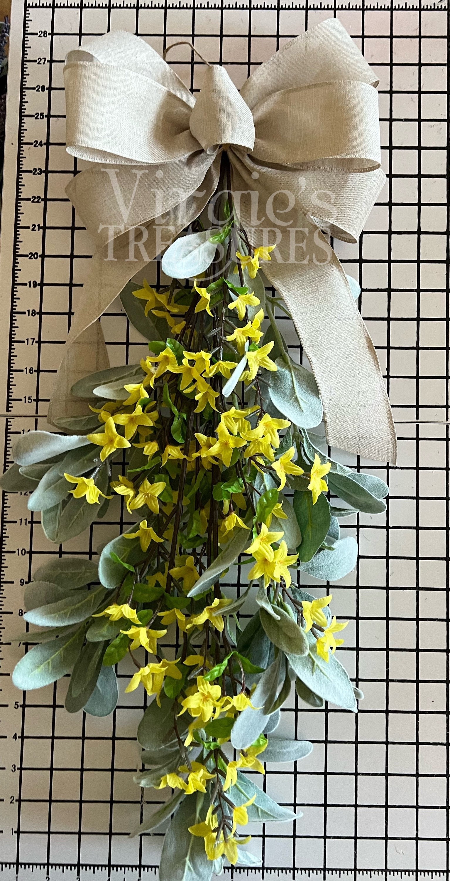 31" Decorative Forsythia Artificial Floral Teardrop Swag