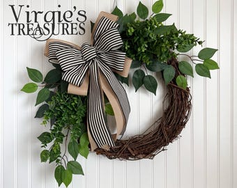 Eucalyptus Wreath, Greenery Wreath, Year Round Wreath, Spring Wreath, Summer Wreath, Farmhouse Wreath, Front Door Wreath, Everyday Wreath