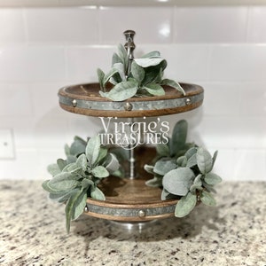 Tiered Tray Greenery Decor / Lambs Ear Greenery Decor / Farmhouse Tray Decor / Dough Bowl Filler Decor / Tiered Tray Bundle / Tray Styling