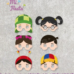 El Chavo del ocho Inspired set Masks, Chaves, Chapulin, Chilindrina Chiquinha, Quico, Popis, Ñoño, Printable birthday, SVG cut Digital File