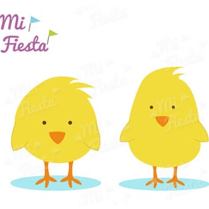 Casal de dois lindos pintinhos para recém-nascidos Clip Art para aniversários Download digital instantâneo