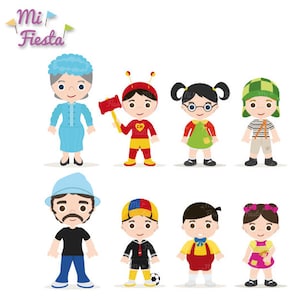 Set ispirato El Chavo del Ocho, Chaves, Chapulin Colorado, Chilindrina chiquinha, Quico, Kiko, Ñoño, Popis Birthday Instant Digital Download