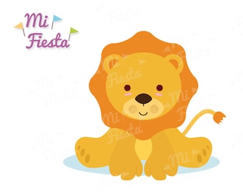 Cute baby lion kawaii style / Clipart for birthdays or baby showers / Instant digital download kawaii